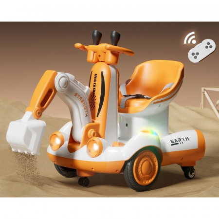 Excavator Electric, Flippy, pe 4 Roti Antiderapante, cu Telecomanda, Brat Controlat Electric, cu Telecomanda, +2 Ani, Galben [1]