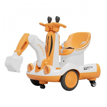 Jucarii, Copii & Bebe - Excavator Electric, Flippy, pe 4 Roti Antiderapante, cu Telecomanda, Brat Controlat Electric, cu Telecomanda, +2 Ani, Galben