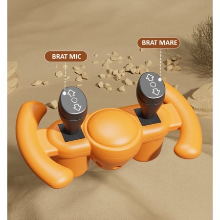 Excavator Electric, Flippy, pe 4 Roti Antiderapante, cu Telecomanda, Brat Controlat Electric, cu Telecomanda, +2 Ani, Maro [3]