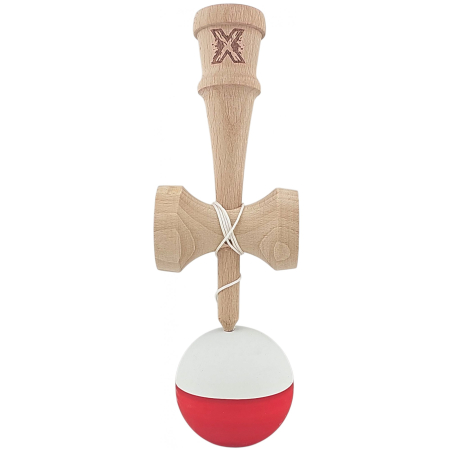 *LICHIDARE STOC* Kendama X Originala, Profesionala, Flippy, din Lemn, Rubber Grip, 18 cm, Alb/Rosu [2]