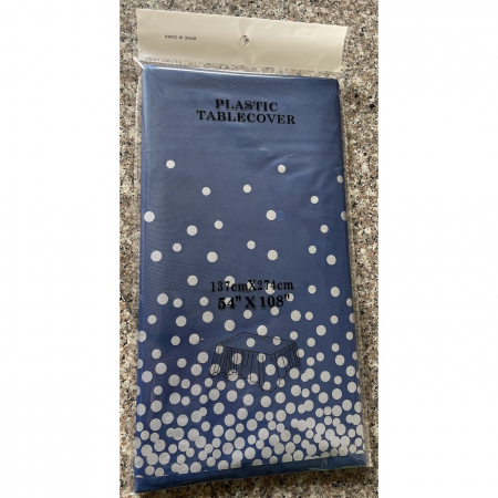 Articole petrecere - Fata de masa dreptunghiulara, Flippy, Impermeabila, Anti-pete, Pentru petreceri, nunti, botezuri, decoratiuni, 274x137cm, Albastru/ Puline Albe