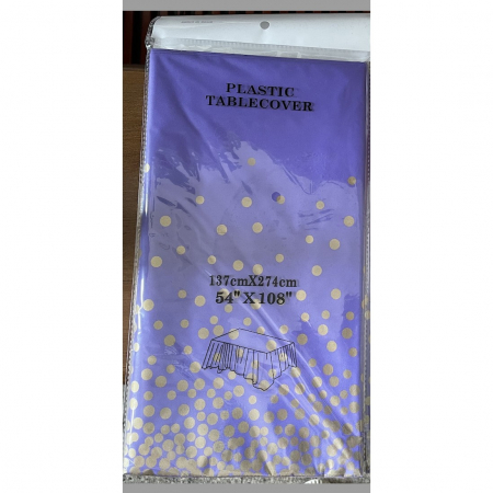 Articole petrecere - Fata de masa dreptunghiulara, Flippy, Impermeabila, Anti-pete, Pentru petreceri, nunti, botezuri, decoratiuni, 274x137cm, Mov/Gold