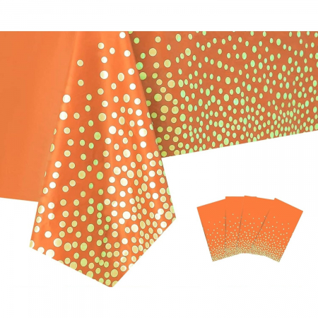 Sub 99 Lei - ! LICHIDARE DE STOC ! Fata de masa dreptunghiulara, Flippy, Impermeabila, Anti-pete, Pentru petreceri, nunti, botezuri, decoratiuni, 274x137cm, Portocaliu/ Gold