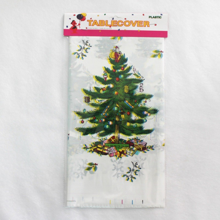 Fata de masa dreptunghiulara Flippy, PVC, 2.5 mm grosime, imprimeu braduri, potrivit pentru Craciun, utilizare multipla, 180 x 108 cm, alb [4]