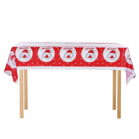 Fata de masa dreptunghiulara Flippy, PVC, 2.5 mm grosime, imprimeu Mos Craciun model 2, potrivit pentru Craciun, utilizare multipla, 180 x 108 cm, alb [4]
