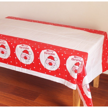 Fata de masa dreptunghiulara Flippy, PVC, 2.5 mm grosime, imprimeu Mos Craciun model 2, potrivit pentru Craciun, utilizare multipla, 180 x 108 cm, alb [3]