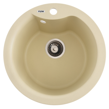 Casă și camping - FCB-485WI/1, Chiuveta de bucatarie din granit cu cuva rotunda, seria WAVE, Ivory, 485x210 mm, FLOW