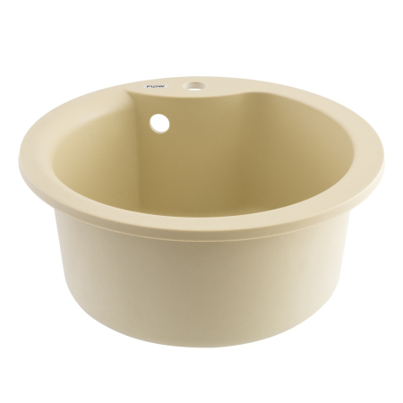 FCB-485WI/1, Chiuveta de bucatarie din granit cu cuva rotunda, seria WAVE, Ivory, 485x210 mm, FLOW [1]