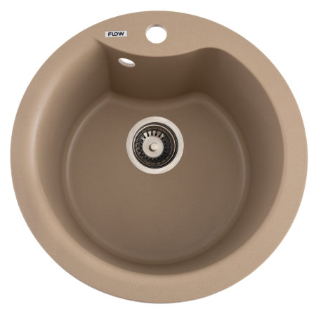 Casă și camping - FCB-485WS/1, Chiuveta de bucatarie din granit cu cuva rotunda, seria WAVE, Sahara, 485x210 mm, FLOW