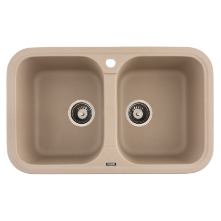 Casă și camping - FCB-7647TS/2, Chiuveta de bucatarie din granit cu doua cuve, seria TWINS, Sahara, 765x470x190 mm, FLOW