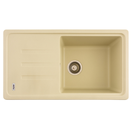 Casă și camping - FCB-7843SLI/1T, Chiuveta de bucatarie din granit cu o cuva si scurgator, seria SLIM LONG, Ivory, 780x435x200 mm, FLOW
