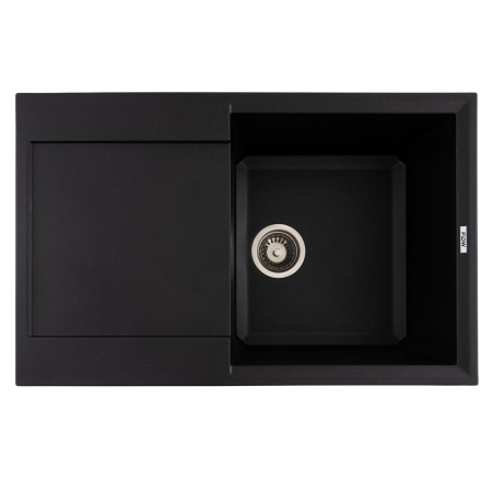 Casă și camping - FCB-7849HBM/1T, Chiuveta de bucatarie din granit cu o cuva si scurgator, seria HORIZON, Black/Metallic 780x495x230 mm, FLOW