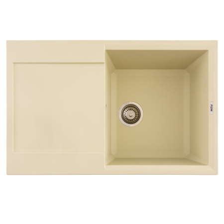 Casă și camping - FCB-7849HI/1T, Chiuveta de bucatarie din granit cu o cuva si scurgator, seria HORIZON, Ivory, 780x495x230 mm, FLOW