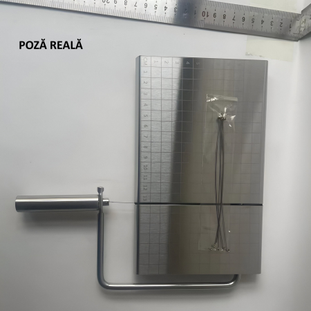 Feliator de Branza, Flippy, din Otel Inoxidabil, 5 Fire de Rezerva, Maner Ergonomic, Scara de Masurare, 24x21cm, Argintiu [1]