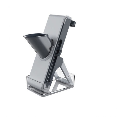 Pentru Casa si Camping - Feliator de Legume Multifunctional, Flippy, Taieturi Diferite, Razatoare pentru Bucatarie, Taietor de Cartofi, Presa Manuala, Pliabila, Extensibila, PP PET, 23.5x9.5x5.5 cm, Gri