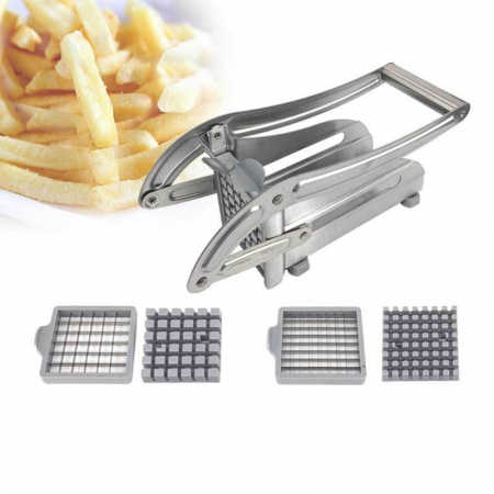 Feliator manual Flippy, pentru cartofi pai si legume, din inox, cu 2 dimensiuni de feliere, 25.5 x 11.7 cm, argintiu [10]