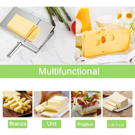 Feliator manual Flippy, pentru cascaval, salam, prajituri, unt, din otel inoxidabil, usor de curatat si utilizat, 5 lame de schimb incluse, picioare antiderapante, 21 x 12.2 x 2.8 cm, argintiu [5]