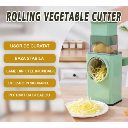 Feliator manual pentru legume Flippy, 3 lame din otel inxodabil, 3 tipuri de feliere, material carcasa ABS, latime maxima feliere 4 mm, baza de tip ventuza, usor si sigur de utilizat, 28.5 x 9,2 x 13. [7]