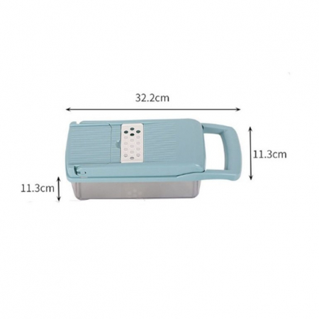 Feliator Multifunctional, Flippy, Razatoare, 8 in 1, pentru Fructe si Legume, 10 Piese, Lame de Inox, Recipient Stocare, Separator Oua, Protectie Mana, ABS, 32.2x11.3 cm, Albastru/Alb [8]