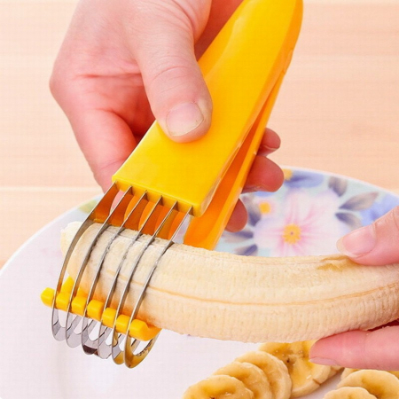 * LICHIDARE STOC * Feliator pentru Alimente, Flippy, Accesoriu pentru Bucatarie, Cutit pentru Legume si Fructe, Model Banana, Ergonomic, 17.5x5x4 cm, Galben - [10]