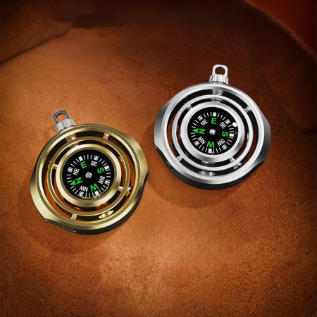 Fidget Spinner Busola Palm, Flippy, Tip Giroscop Rotativ, Model Pandativ / Breloc, Antistress, Aliaj Zinc, 48x42x12 mm, 21 gr, Silver [8]