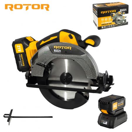 Bricolaj - Fierastrau circular pe acumulator ROTOR RSC21, 21V/ 3Ah, 1000 W, 4300 rot/min, Brushless