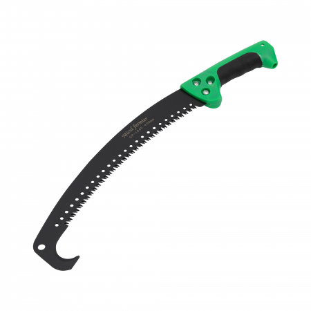 Gradina - Fierăstrău curbat negru cu cârlig si mâner verde