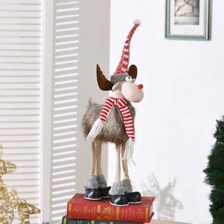 Figurina de Craciun, Flippy, Ren 3D, din Panza si Polistiren, 70 cm Inaltime, Multicolor [1]