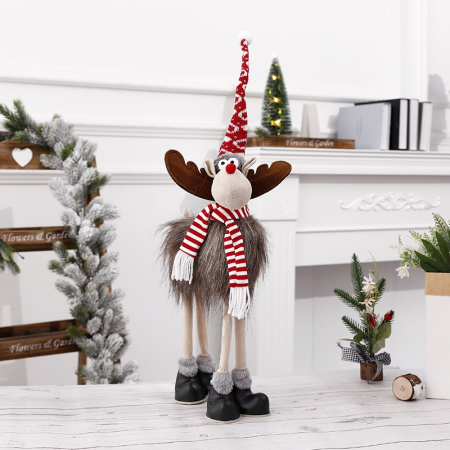 Figurina de Craciun, Flippy, Ren 3D, din Panza si Polistiren, 70 cm Inaltime, Multicolor [2]