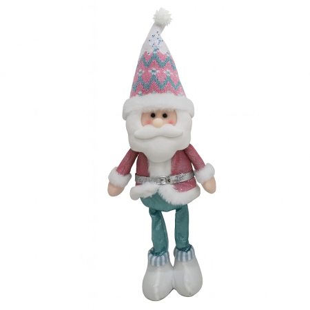 Casă și camping - Figurina de Craciun Mos Craciun, Flippy, Figurina Decorativa Mos Craciun pentru Sarbatorile de Iarna, 53 x 17 x 8 cm, Alb Roz