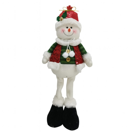 Casă și camping - Figurina de Craciun Om de Zapada Textil, Flippy, Om de Zapada pentru Decoratiuni de Craciun, din Material Textil Moale 48 x 18 x 8 cm, Rosu Verde