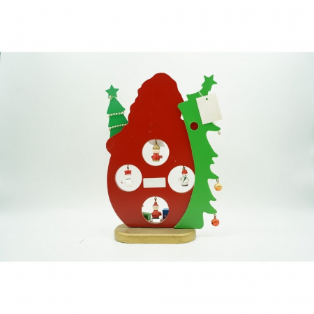 Figurina decorata, Mos Craciun, Rosu, din Lemn, 18 cm x 24.5 cm, Interior, Flippy [9]