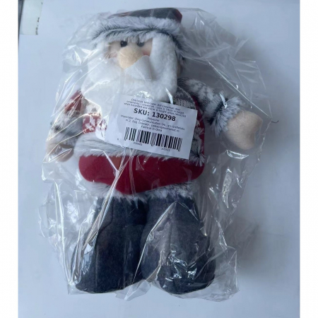 Figurina Decorativa, Pentru Craciun, Flippy, Mos Craciun, Picioare Telescopice, Inaltime Reglabila 44-54cm, Bluza cu Fulgi, Rosu/Gri [5]