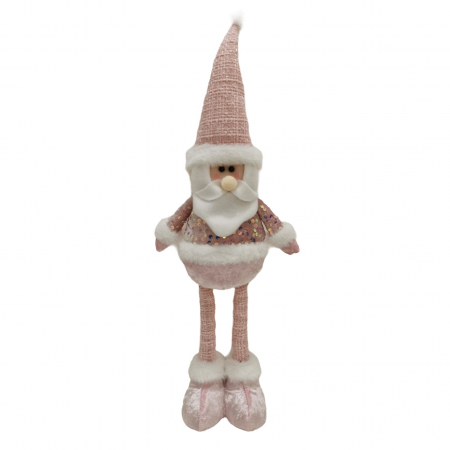 Lichidare de stoc Figurina Decorativa, Pentru Craciun, Flippy, Mos Craciun, Picioare Telescopice, Inaltime Reglabila 44-54cm, Bluza cu Paiete, Roz [4]