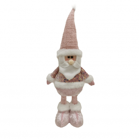 Figurina Decorativa, Pentru Craciun, Flippy, Mos Craciun, Picioare Telescopice, Inaltime Reglabila 44-54cm, Bluza cu Paiete, Roz [2]