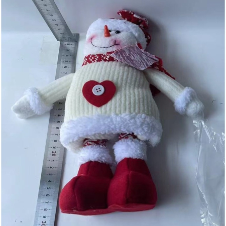 Figurina Decorativa, Pentru Craciun, Flippy, Om de Zapada, Picioare Telescopice, Inaltime Reglabila 44-54cm, Caciula cu Inimioare, Alb/Rosu [5]