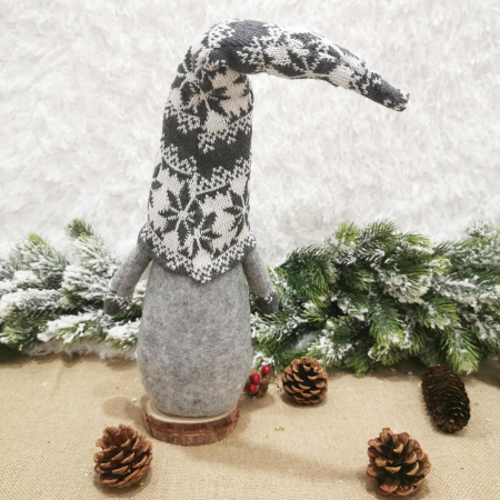Figurina Decorativa, Pentru Craciun, Flippy, Spiridus, Omul Padurii cu Barba Lunga, Inaltime 47 cm, Gri [1]