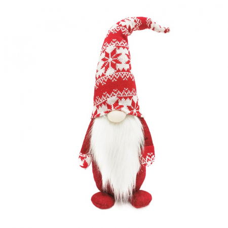 Decoratiuni, ornamente si articole Craciun - Figurina Decorativa, Pentru Craciun, Flippy, Spiridus, Omul Padurii cu Barba Lunga, Inaltime 47 cm, Rosu