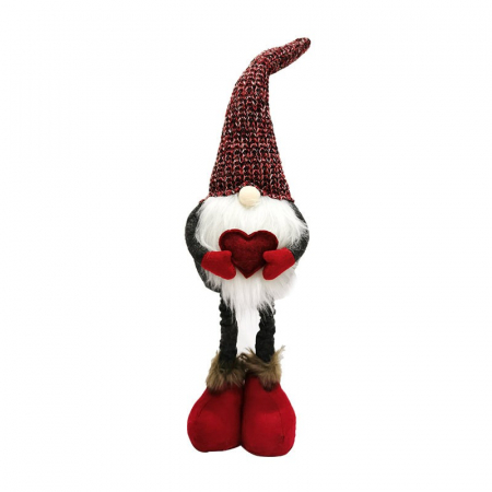 Decoratiuni, ornamente si articole Craciun - Figurina Decorativa, Pentru Craciun, Flippy, Spiridus, Omul Padurii Indragostit, Picioare Telescopice, Inaltime reglabila 42 - 52 cm, Rosu