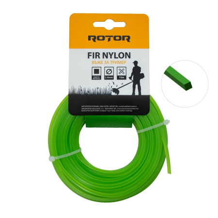 Consumabile, piese și accesorii - Fir nylon profil patrat 2,4 mm x 15 m pentru motocoasa ROTOR