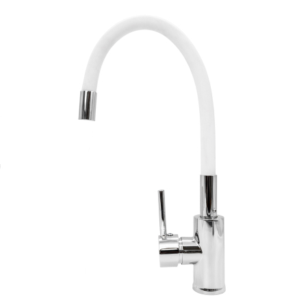 FL XI-CW451ZW, Baterie bucatarie cu pipa flexibila, zinc, alb, FLOW [2]