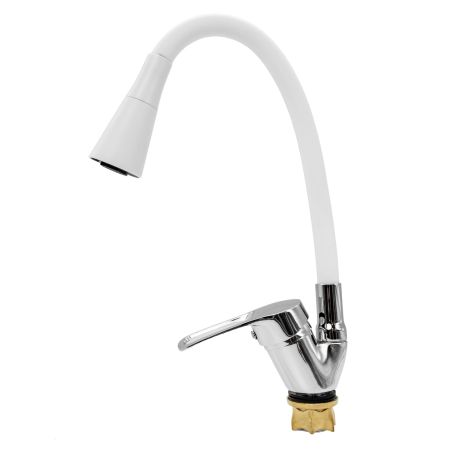 FL XI-CW452ZW, Baterie bucatarie cu pipa flexibila 2 functii, zinc, alb, FLOW [1]