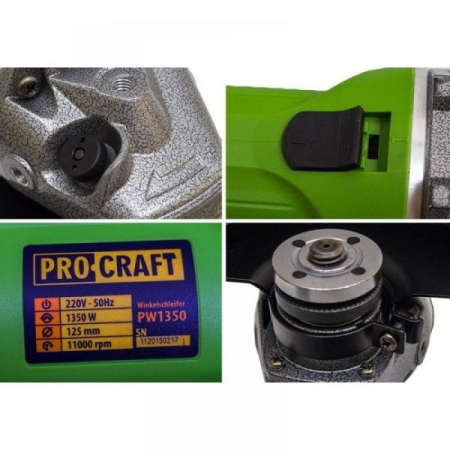 Flex Polizor Unghiular Procraft PW 1350, 1.35 kW, 11000 RPM, 125 mm [2]