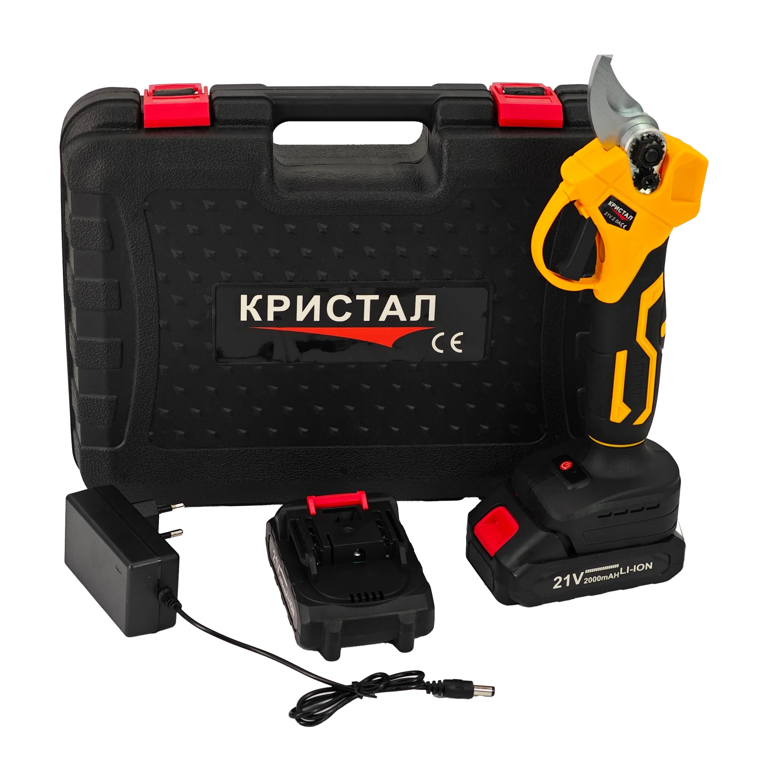 Foarfeci electrice si cu acumulatori - Lichidare Foarfeca electrica DDT-CRISTAL pentru vita de vie si crengi, 2 acumulatori 21 V, 2 Ah, deschidere 30 mm