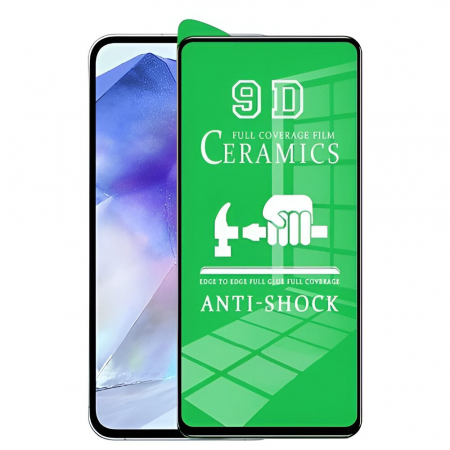 GSM - Folie de Protectie Ceramica, Flippy, Compatibila cu Samsung Galaxy A35 4G, A35 5G, Ceramics 9D, Antisoc, Margini Negre, Transparent