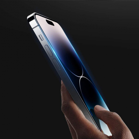 Folie de protectie Ceramica Flippy®, Transparenta HD, 9H, pentru Apple iPhone 15 Pro margini negre [6]