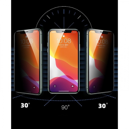 Lichidare Folie de Protectie, Flippy, pentru iPhone 15, Matte Ceramic Privacy, 9H, Confidentialitate 30°, Anti-Soc, Negru Transparent [1]