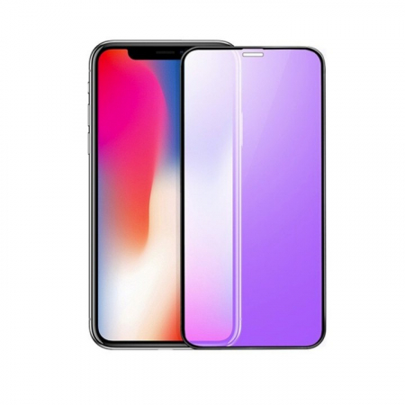 GSM - Folie de Protectie, Flippy, pentru iPhone 15 Plus, Ceramic Anti-Blue, 9H, Protectie Ochi, Anti-Soc, Mov