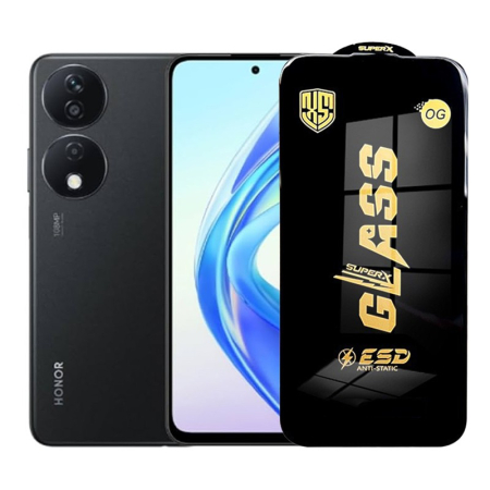 GSM - Folie de Protectie pentru Honor X7b, Flippy, Sticla Securizata ESD, Margini Negre, Rezistenta la Zgirieturi, Antistatica, 0.35 mm, Transparenta