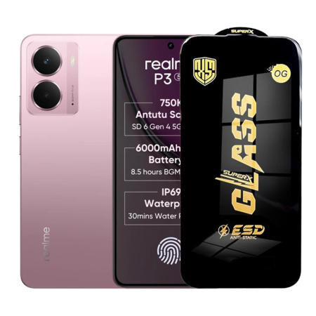 GSM - Folie de Protectie pentru Realme P3, Flippy, Sticla Securizata ESD, Margini Negre, Rezistenta la Zgirieturi, Antistatica, 0.35 mm, Transparenta